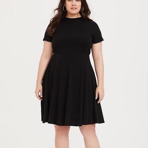 Torrid Black Mock Neck Short Sleeve Skater Sweater Dress 2X